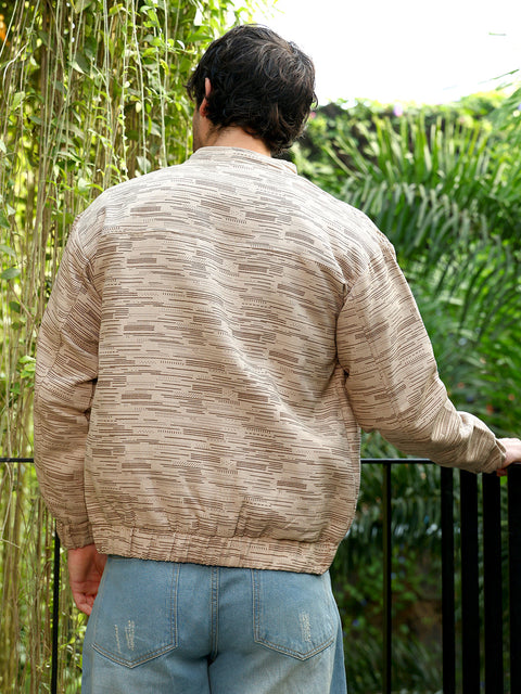 Just Be Lined-Jacquard Bomber Jacket