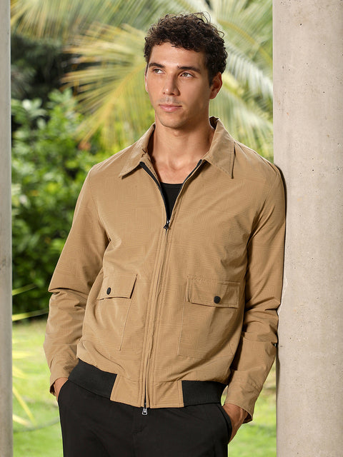 Just Be Zip-Front Geometric-Jacquard Jacket