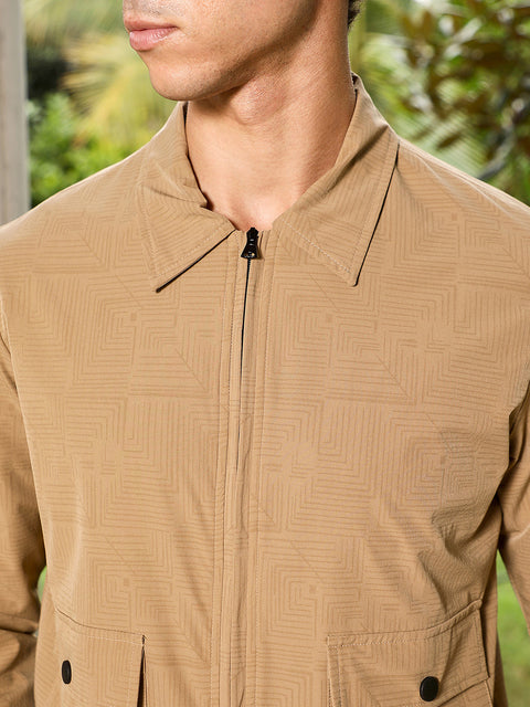 Just Be Zip-Front Geometric-Jacquard Jacket