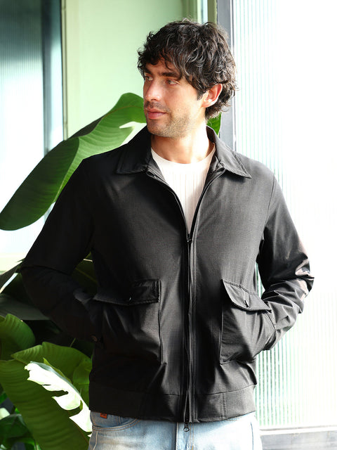 Just Be Zip-Front Geometric-Jacquard Jacket