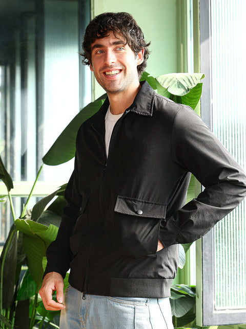 Just Be Zip-Front Geometric-Jacquard Jacket