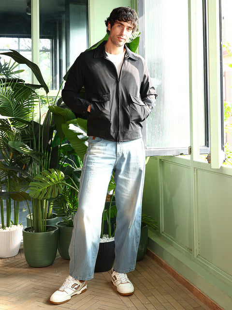 Just Be Zip-Front Geometric-Jacquard Jacket