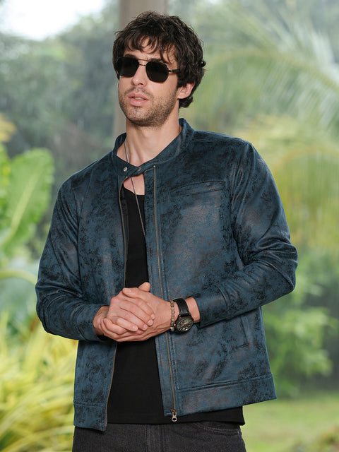 Hookd Embossed-Suede Rider Jacket