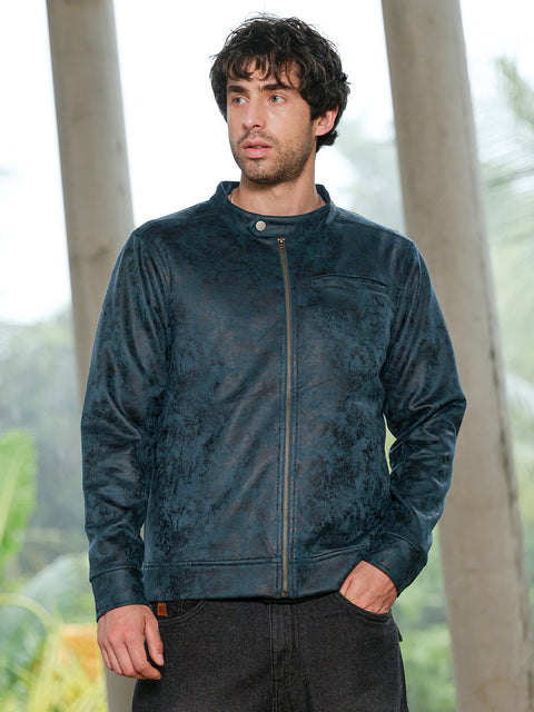 Hookd Embossed-Suede Rider Jacket