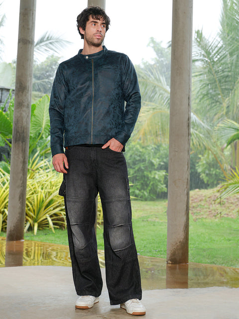 Hookd Embossed-Suede Rider Jacket