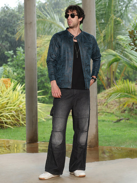 Hookd Embossed-Suede Rider Jacket