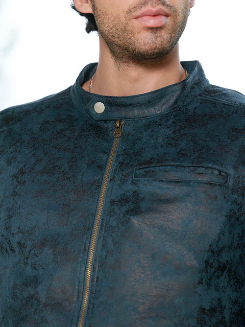 Hookd Embossed-Suede Rider Jacket