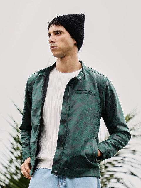 Hookd Embossed-Suede Rider Jacket