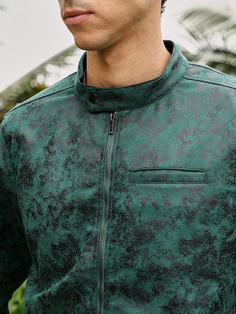 Hookd Embossed-Suede Rider Jacket