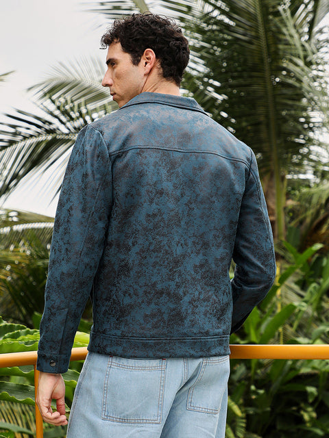 Hooked Embossed-Suede Biker Jacket