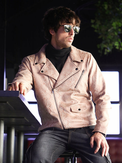 Hooked Reptilia-Jacquard Biker Jacket