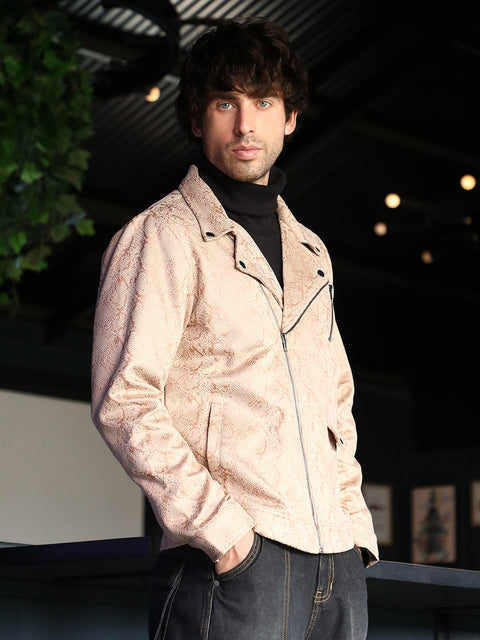 Hooked Reptilia-Jacquard Biker Jacket