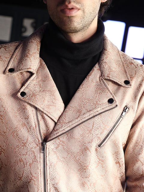 Hooked Reptilia-Jacquard Biker Jacket