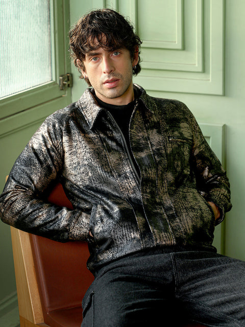 Hooked Reptilia-Jacquard Bomber Jacket