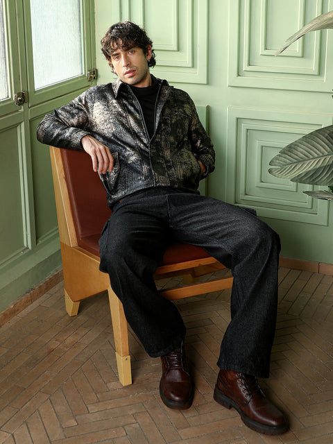 Hooked Reptilia-Jacquard Bomber Jacket