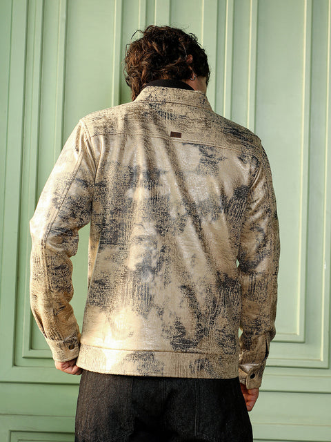 Interim Reptilia-Jacquard Zip-Front Jacket