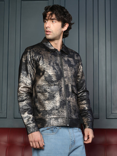 Interim Reptilia-Jacquard Zip-Front Jacket