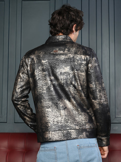 Interim Reptilia-Jacquard Zip-Front Jacket