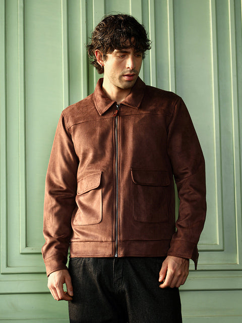 Interim Suede Zip-Front Jacket