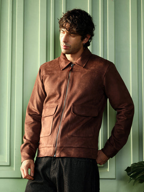 Interim Suede Zip-Front Jacket