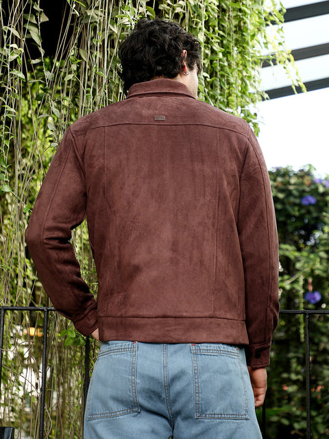 Interim Solid Utility-Suede Bomber Jacket