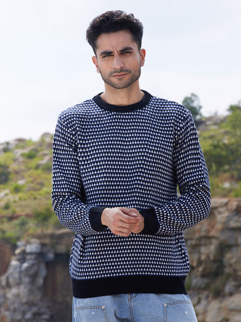 Chaos Contrast Textured Knit Sweater