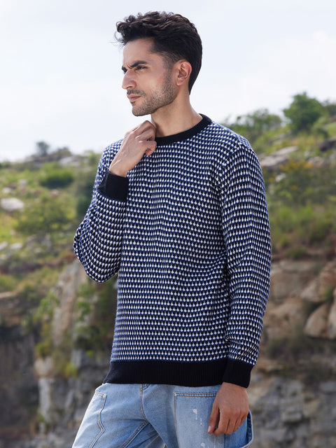 Chaos Contrast Textured Knit Sweater