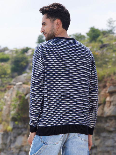 Chaos Contrast Textured Knit Sweater