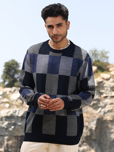Hooked Block Check Pullover Sweater