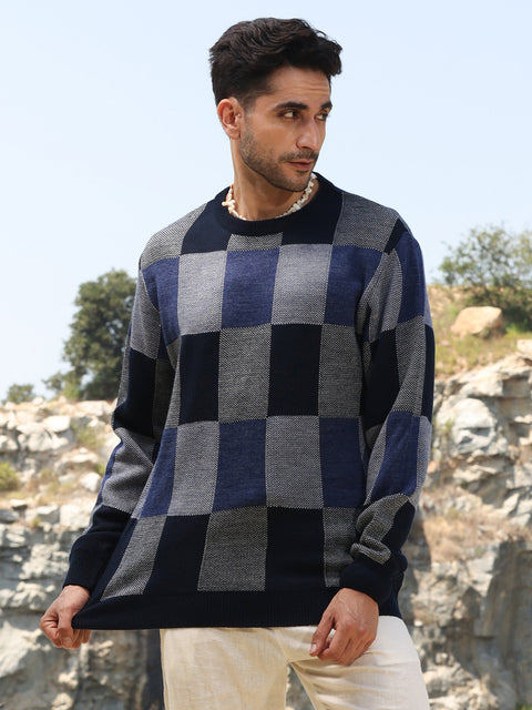 Hooked Block Check Pullover Sweater