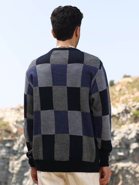 Hooked Block Check Pullover Sweater