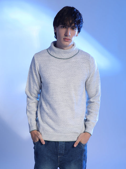 Hooked Herringbone Textured Pullover Sweater