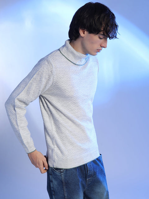 Hooked Herringbone Textured Pullover Sweater