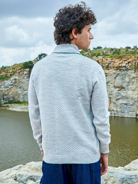 Hooked Herringbone Textured Pullover Sweater