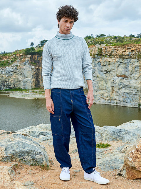 Hooked Herringbone Textured Pullover Sweater