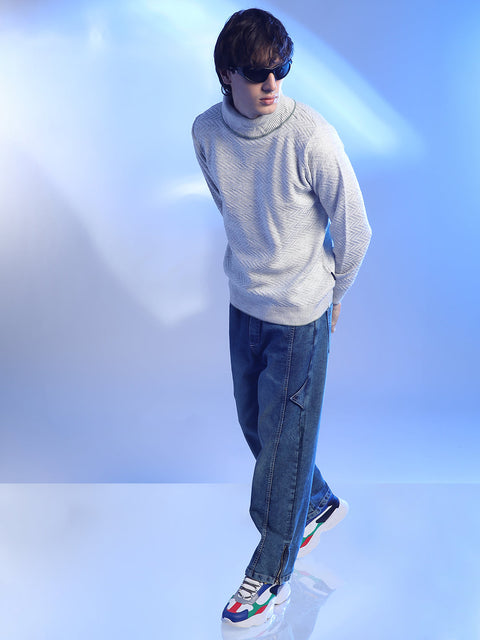 Hooked Herringbone Textured Pullover Sweater