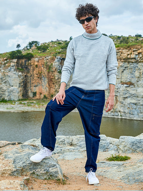 Hooked Herringbone Textured Pullover Sweater