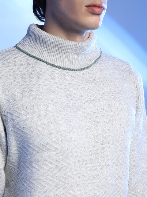 Hooked Herringbone Textured Pullover Sweater