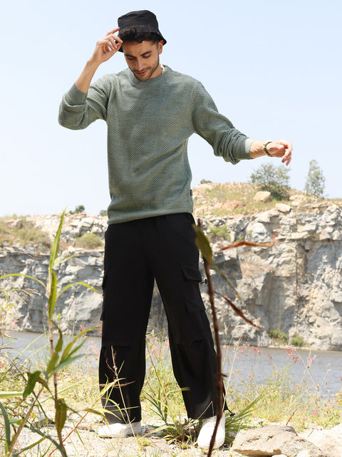 Just Be Textured Knit Pullover Sweater