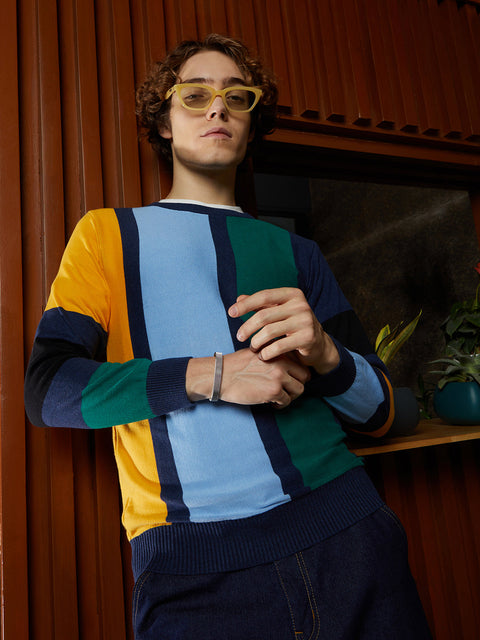 Hookd Contrast Panel Pullover Sweater