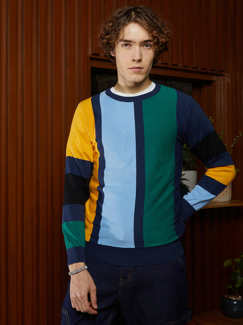 Hookd Contrast Panel Pullover Sweater