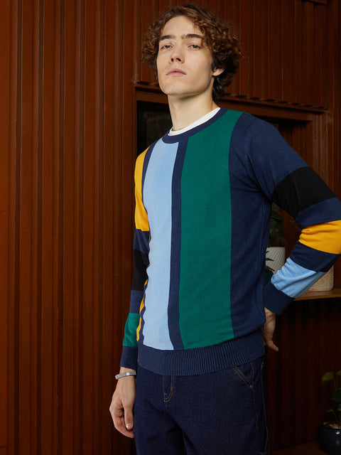 Hookd Contrast Panel Pullover Sweater