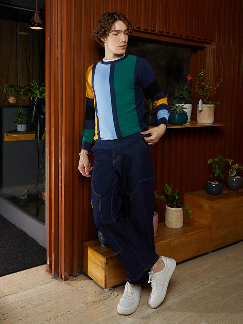 Hookd Contrast Panel Pullover Sweater