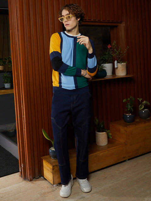 Hookd Contrast Panel Pullover Sweater