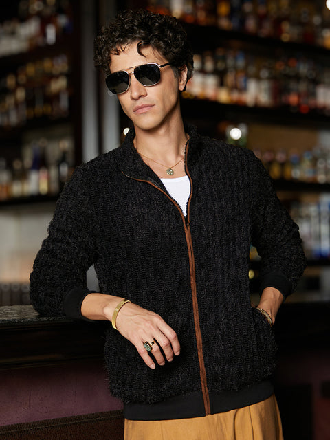 Game Face Self-Design Striped Knitted Jacket