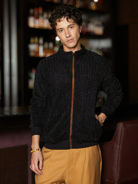 Game Face Self-Design Striped Knitted Jacket