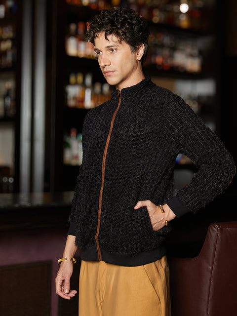 Game Face Self-Design Striped Knitted Jacket