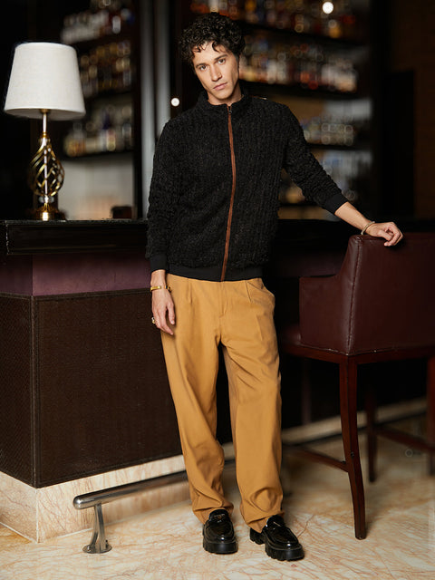 Game Face Self-Design Striped Knitted Jacket