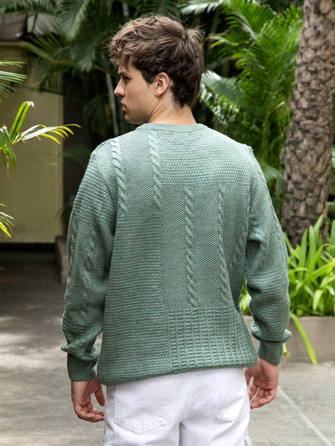 Hooked Twist-Knit Pullover Sweater