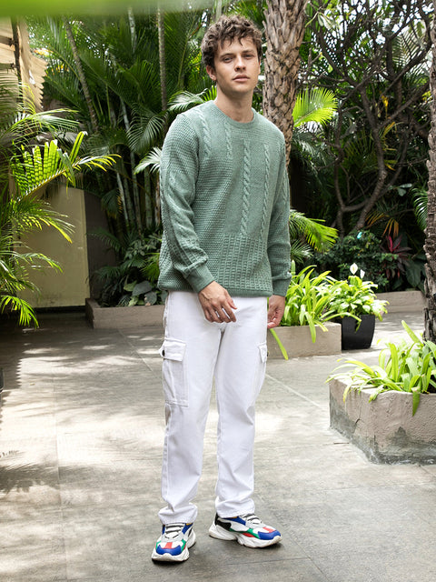 Hooked Twist-Knit Pullover Sweater